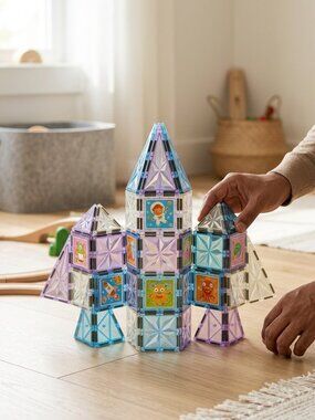 Magnetic Tiles Ice Castle Building Set, 58pc STEM Kids Toy